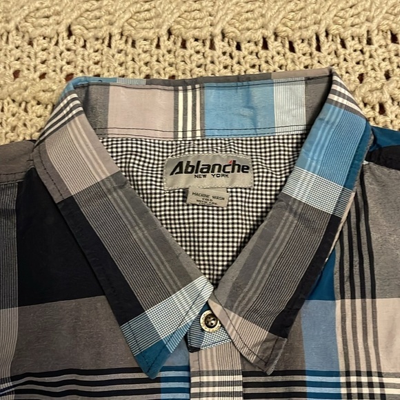 NWOT Ablanche (New‎ York) short sleeve Men’s Sz 6XL blue,lightblue,Grey & white. - Picture 10 of 12
